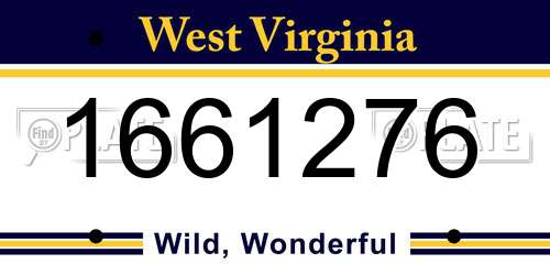 1661276 West Virginia License Plate