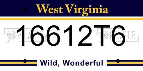 16612T6 West Virginia License Plate