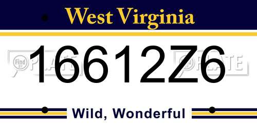 16612Z6 West Virginia License Plate