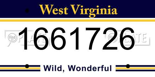 1661726 West Virginia License Plate