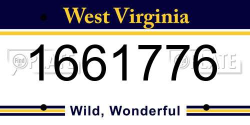 1661776 West Virginia License Plate