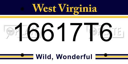 16617T6 West Virginia License Plate