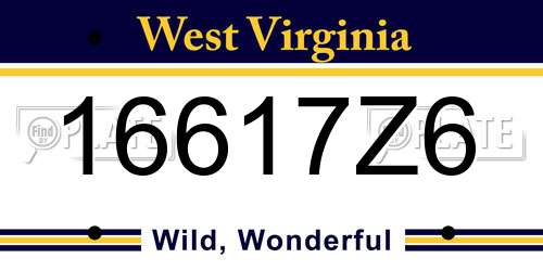 16617Z6 West Virginia License Plate