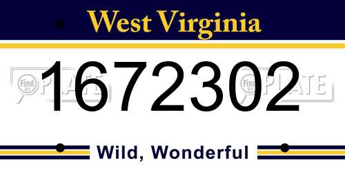 1672302 West Virginia License Plate
