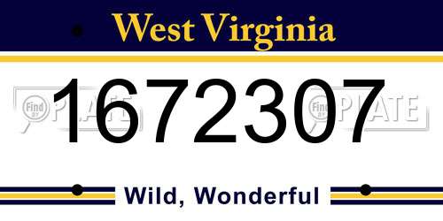 1672307 West Virginia License Plate