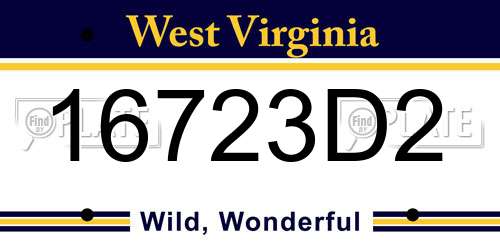 16723D2 West Virginia License Plate