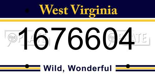 1676604 West Virginia License Plate
