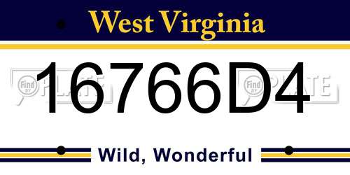 16766D4 West Virginia License Plate