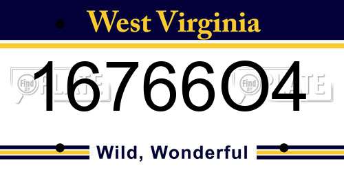 16766O4 West Virginia License Plate
