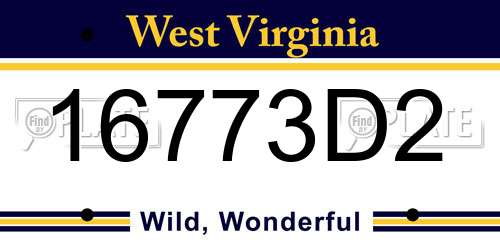 16773D2 West Virginia License Plate