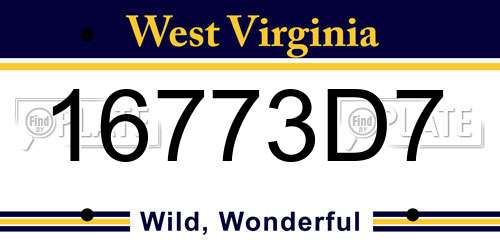 16773D7 West Virginia License Plate