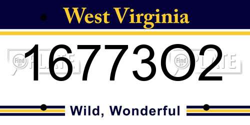 16773O2 West Virginia License Plate