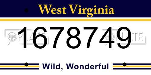 1678749 West Virginia License Plate
