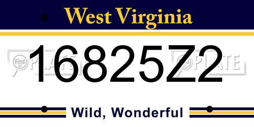 16825Z2 West Virginia License Plate