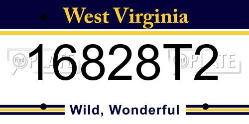 16828T2 West Virginia License Plate