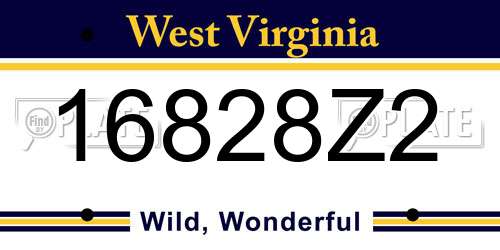 16828Z2 West Virginia License Plate