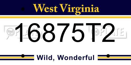 16875T2 West Virginia License Plate