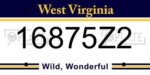 16875Z2 West Virginia License Plate