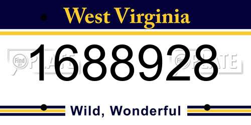 1688928 West Virginia License Plate