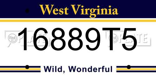16889T5 West Virginia License Plate