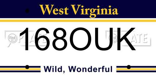 168OUK West Virginia License Plate