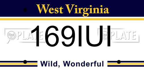 169IUI West Virginia License Plate