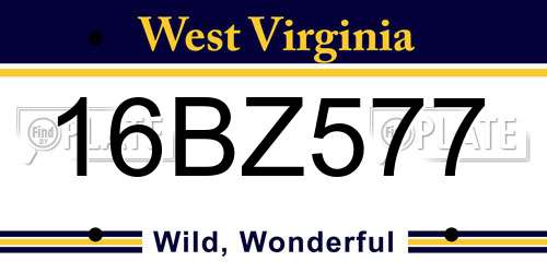16BZ577 West Virginia License Plate
