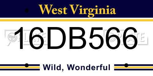 16DB566 West Virginia License Plate