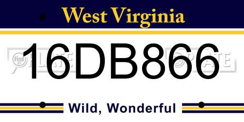 16DB866 West Virginia License Plate