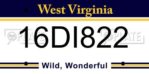 16DI822 West Virginia License Plate
