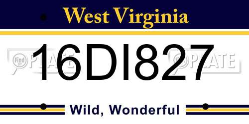16DI827 West Virginia License Plate