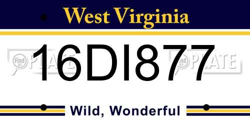 16DI877 West Virginia License Plate