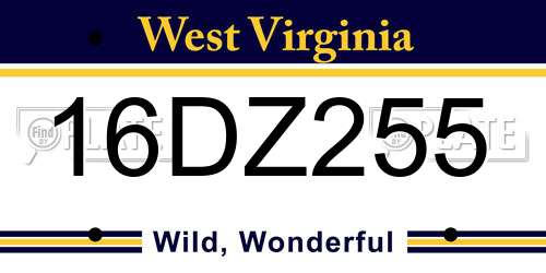 16DZ255 West Virginia License Plate