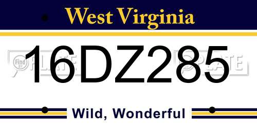 16DZ285 West Virginia License Plate