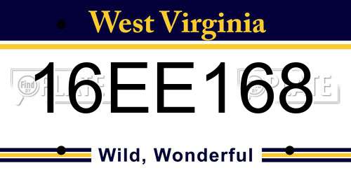 16EE168 West Virginia License Plate
