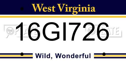 16GI726 West Virginia License Plate