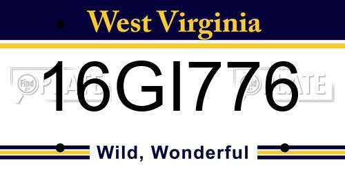 16GI776 West Virginia License Plate