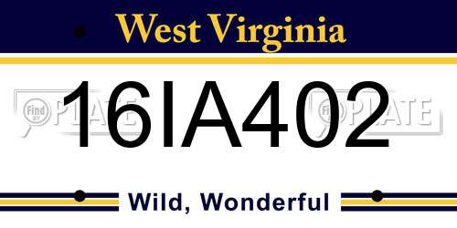 16IA402 West Virginia License Plate