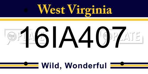 16IA407 West Virginia License Plate