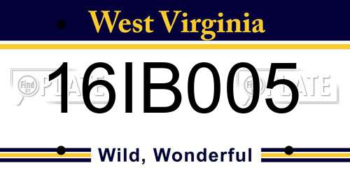 16IB005 West Virginia License Plate