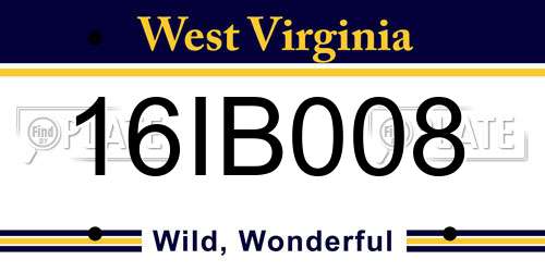 16IB008 West Virginia License Plate