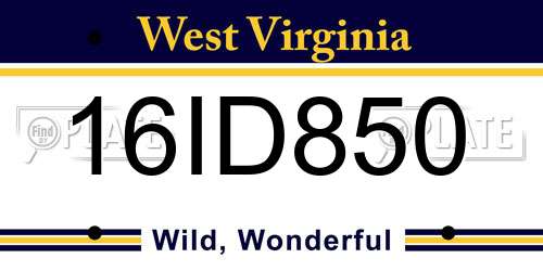 16ID850 West Virginia License Plate