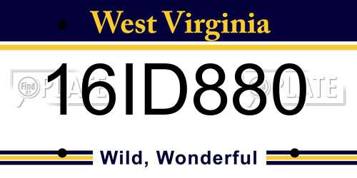 16ID880 West Virginia License Plate