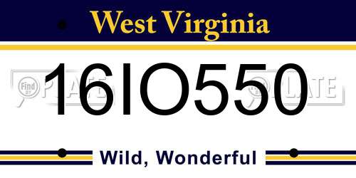16IO550 West Virginia License Plate