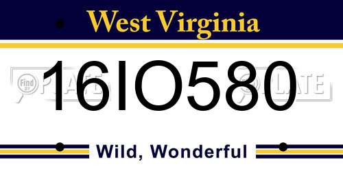 16IO580 West Virginia License Plate