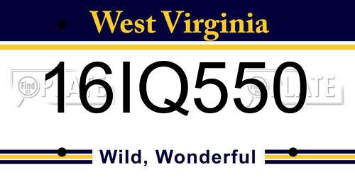 16IQ550 West Virginia License Plate