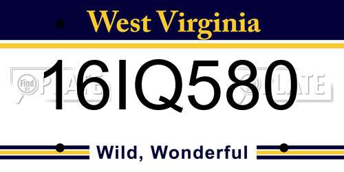 16IQ580 West Virginia License Plate
