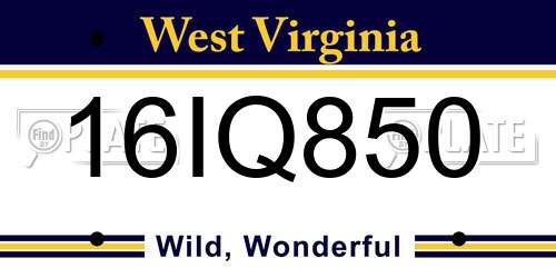 16IQ850 West Virginia License Plate
