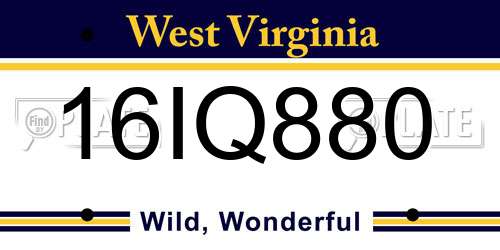 16IQ880 West Virginia License Plate