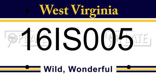 16IS005 West Virginia License Plate